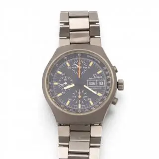 Sin, model 157, a matted steel chronograph wristwatch – kavel bij Veilinggebouw De Zwaan, Amsterdam