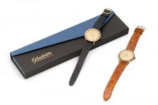 Two gold plated steel wristwatches, Junghans and Glashütte – kavel bij Veilinggebouw De Zwaan, Amsterdam