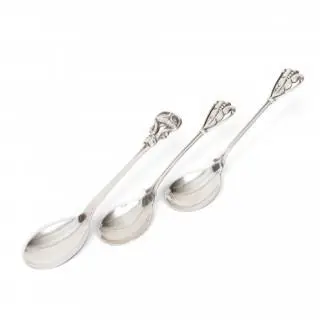 Denemarken, een paar jamlepels en een compote-lepel, Georg Jensen, ca. 1925 – kavel bij Veilinggebouw De Zwaan, Amsterdam