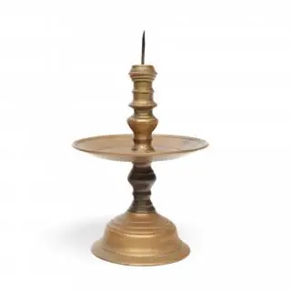 Koperen koloniale kraagkandelaar, Nederlands Indië. 19e eeuw – kavel bij Veilinggebouw De Zwaan, Amsterdam