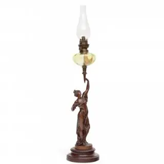 Zamack sculptuur van vrouw met olielamp, circa 1900 – kavel bij Veilinggebouw De Zwaan, Amsterdam
