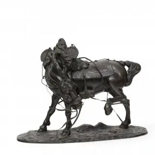 Naar Jean Francois Théodore Gechter, zamack sculptuur van werkpaard, circa 1900 – kavel bij Veilinggebouw De Zwaan, Amsterdam