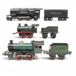 Drie blikken locomotieven met tender, ondermeer Lionel – kavel bij Veilinggebouw De Zwaan, Amsterdam
