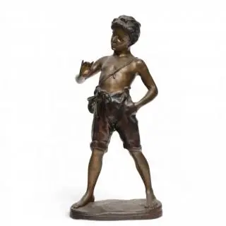Bronzen sculptuur, naar Auguste Moreau, straatjongen, 20e eeuw – kavel bij Veilinggebouw De Zwaan, Amsterdam