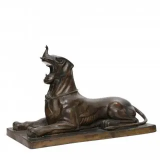 Bruin gepatineerd bronzen sculptuur van liggend fantasiefiguur, 20e eeuw – kavel bij Veilinggebouw De Zwaan, Amsterdam