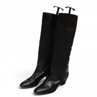 Pollini black leather with suede print boots, circa 80s – kavel bij Veilinggebouw De Zwaan, Amsterdam