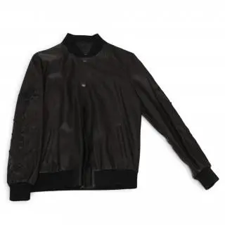 Les éclaires black leather embroidered bomber jacket, circa 2015 – kavel bij Veilinggebouw De Zwaan, Amsterdam