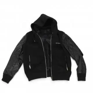 Givenchy, black leather and neoprene hooded jacket Size 52 – kavel bij Veilinggebouw De Zwaan, Amsterdam