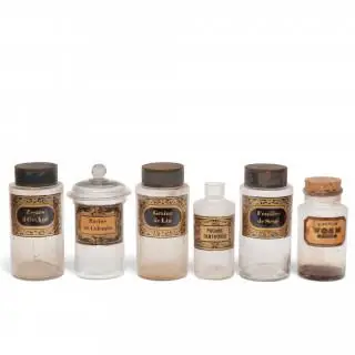 Frankrijk, set van zes glazen apothekerspotten, circa. 1900 – kavel bij Veilinggebouw De Zwaan, Amsterdam