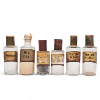 Frankrijk, set van zes glazen apothekersflessen, circa. 1900 – kavel bij Veilinggebouw De Zwaan, Amsterdam