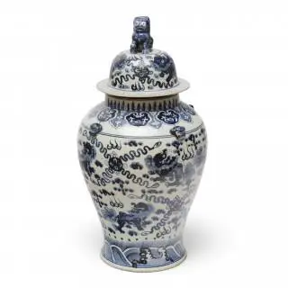 China, een blauwwit porseleinen lampvoet met deksel, modern – kavel bij Veilinggebouw De Zwaan, Amsterdam
