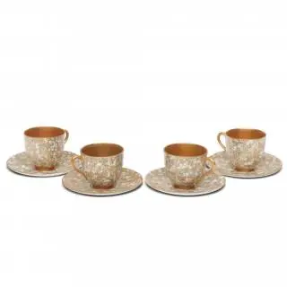 Royal Worcester, een set van vier 'Chintz' porseleinen koppen en schotels, ca. 1900 – kavel bij Veilinggebouw De Zwaan, Amsterdam