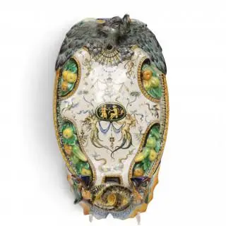 Italië, majolica tweelichts kaarsenwandluster, laat 19e eeuw – kavel bij Veilinggebouw De Zwaan, Amsterdam