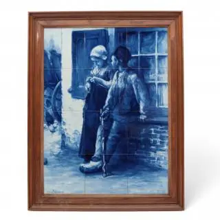 De Porceleyne Fles, blauwwit aardewerken tegeltableau, 1925 – kavel bij Veilinggebouw De Zwaan, Amsterdam
