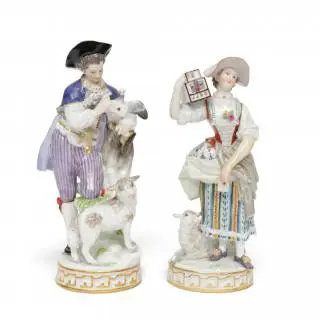 Meissen, twee porseleinen sculpturen, 'herder en herderin', 1860-1924 – kavel bij Veilinggebouw De Zwaan, Amsterdam