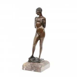 Ernest Leger, bruin gepatineerd metalen sculptuur, staand naakt, circa 1925 – kavel bij Veilinggebouw De Zwaan, Amsterdam