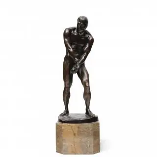 Julius Paul Schmidt-Felling (1835-1920), bronzen sculptuur, 'Männerakt in ketten' – kavel bij Veilinggebouw De Zwaan, Amsterdam