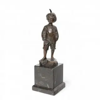 Julius Paul Schmidt-Felling (1835-1920), bruin gepatineerd bronzen sculptuur 'kleine visserman' – kavel bij Veilinggebouw De Zwaan, Amsterdam