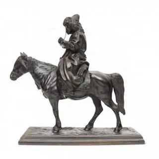 Artemi Ober (1847-1917), zwart gepatineerd ijzeren sculptuur, 'Kirgizische ruiter', 1872 – kavel bij Veilinggebouw De Zwaan, Amsterdam