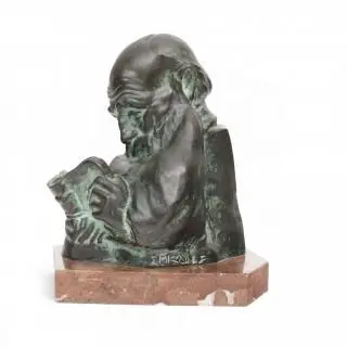 Emanuel Julian Kodet (1880-1955), groen gepatineerd bronzen sculptuur, 'Lezende figuur', circa 1935 – kavel bij Veilinggebouw De Zwaan, Amsterdam