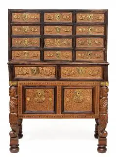 India, hardhouten Indo-Portugees verzamelkabinet, circa 1800 – kavel bij Veilinggebouw De Zwaan, Amsterdam