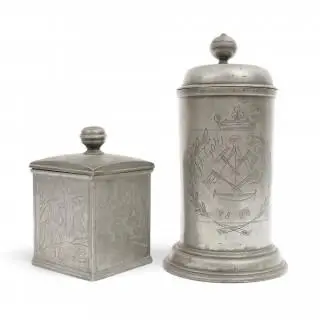 Duitsland, tinnen gegraveerde kan, gedateerd 1828 – kavel bij Veilinggebouw De Zwaan, Amsterdam