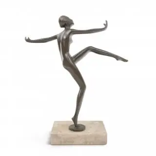 Sándor Bakonyi (1892-1937), bruin gepatineerd bronzen sculptuur van danseres, circa 1925 – kavel bij Veilinggebouw De Zwaan, Amsterdam