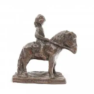 Mari Andriessen (1897-1979), bruin gepatineerd bronzen sculptuur 'Milena Palla op een pony paardje' – kavel bij Veilinggebouw De Zwaan, Amsterdam