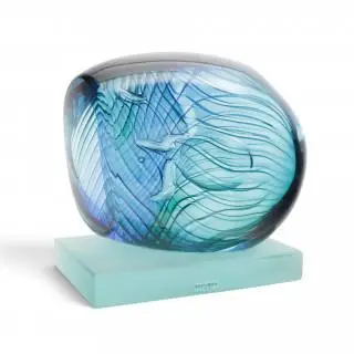 Göran Wärff (1933-2022), blauw glazen sculptuur, Unica – kavel bij Veilinggebouw De Zwaan, Amsterdam
