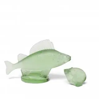 Lalique, twee groen glazen vormstukken, circa 1980 – kavel bij Veilinggebouw De Zwaan, Amsterdam