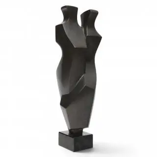 Groen gepatineerd bronzen sculptuur, abstract dubbel figuur, 20e eeuw – kavel bij Veilinggebouw De Zwaan, Amsterdam