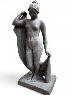 Charles Weddepohl (1902-1976), zwart gelakt terracotta sculptuur, 'De baadster' – kavel bij Veilinggebouw De Zwaan, Amsterdam