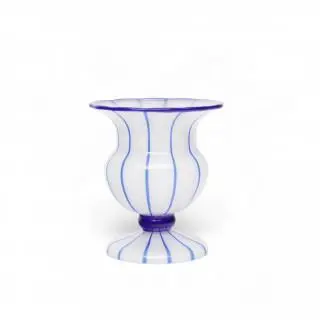 Murano, melkglazen vaasje met blauw belijning, 20e eeuw – kavel bij Veilinggebouw De Zwaan, Amsterdam