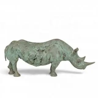 Hetty Heyster, groen gepatineerd bronzen sculptuur, 'Neushoorn IV', 1974 – kavel bij Veilinggebouw De Zwaan, Amsterdam