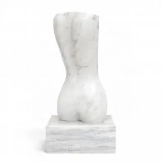 Wit marmeren sculptuur, 'achterzijde torso', 20e eeuw – kavel bij Veilinggebouw De Zwaan, Amsterdam