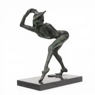 Monogram K.G., groen gepatineerd bronzen sculptuur, Comedia Del Arte – kavel bij Veilinggebouw De Zwaan, Amsterdam