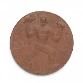 Hildo Krop (1884-1970), aardewerk penning, de Arbeider, 1967 – kavel bij Veilinggebouw De Zwaan, Amsterdam
