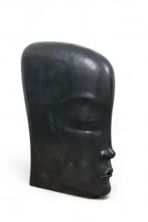 Rene Rikkelman (1959), blauw gepatineerde bronzen sculptuur, gezicht en profil – kavel bij Veilinggebouw De Zwaan, Amsterdam