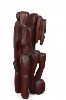 Leonie Molenaar (1938-2023), gestoken teakhouten beeld, circa 1970 – kavel bij Veilinggebouw De Zwaan, Amsterdam