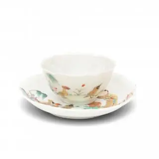 China, an export porcelain saucer designed after Cornelis Pronk, mid 18th century – kavel bij Veilinggebouw De Zwaan, Amsterdam