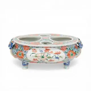 China, a famille verte porcelain oval desk set, ca. 1740 – kavel bij Veilinggebouw De Zwaan, Amsterdam