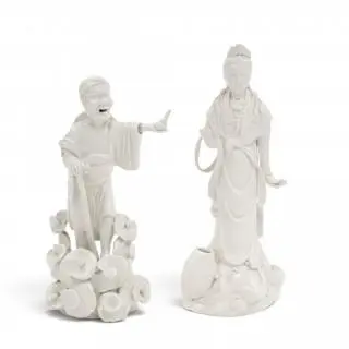 China, two white-glazed porcelain figures, 20th century – kavel bij Veilinggebouw De Zwaan, Amsterdam