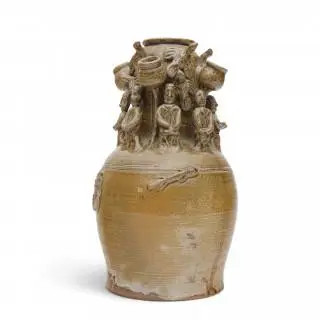 China, a celadon-glazed Song-style funerary vase – kavel bij Veilinggebouw De Zwaan, Amsterdam