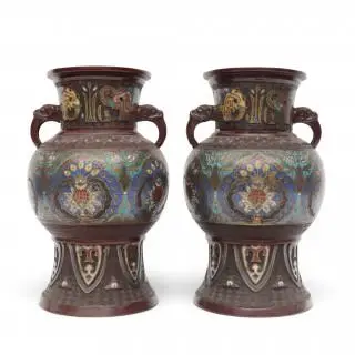 China, a pair of bronze cloisonné vases, 19th century – kavel bij Veilinggebouw De Zwaan, Amsterdam