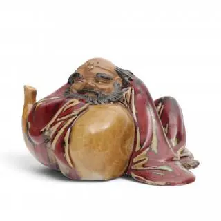 China, a red and ochre-glazed Shiwan earthenware model of Li Bai, 20th century – kavel bij Veilinggebouw De Zwaan, Amsterdam