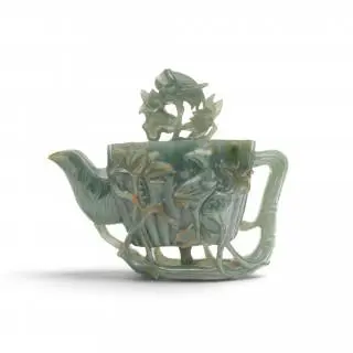 China, a jadeite teapot and cover, 20th century – kavel bij Veilinggebouw De Zwaan, Amsterdam