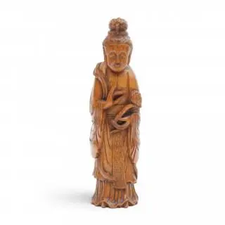 China, a bamboo figure of Guanyin, 19th century – kavel bij Veilinggebouw De Zwaan, Amsterdam