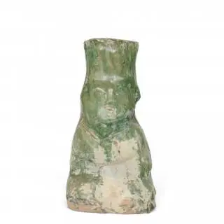 China, a green-glazed pottery oil lamp, Han dynasty (206 BC- 220 AD) – kavel bij Veilinggebouw De Zwaan, Amsterdam