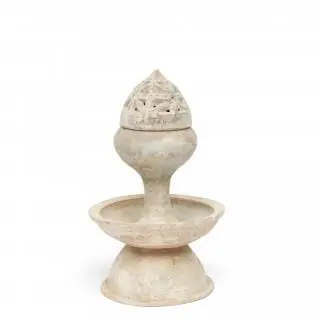 China, a green-glazed pottery oil lamp, Han dynasty (206 BC- 220 AD) – kavel bij Veilinggebouw De Zwaan, Amsterdam