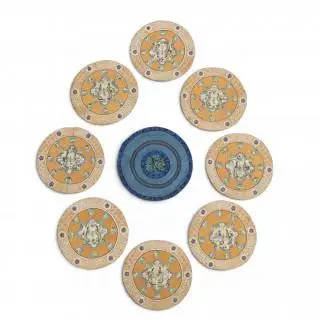 China, a set of six embroidered roundels, 20th century – kavel bij Veilinggebouw De Zwaan, Amsterdam